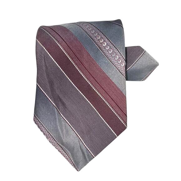 Vtg Sears Neck Tie Red Gray Diagonal Stripe USA 59x3 Polyester Preppy Collegiate - Picture 6 of 7